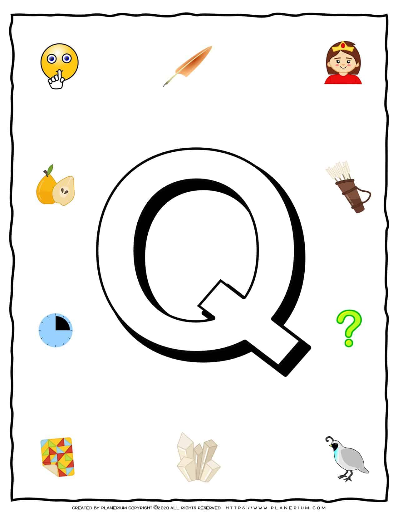 English Alphabet - Objects that starts with Q | Planerium