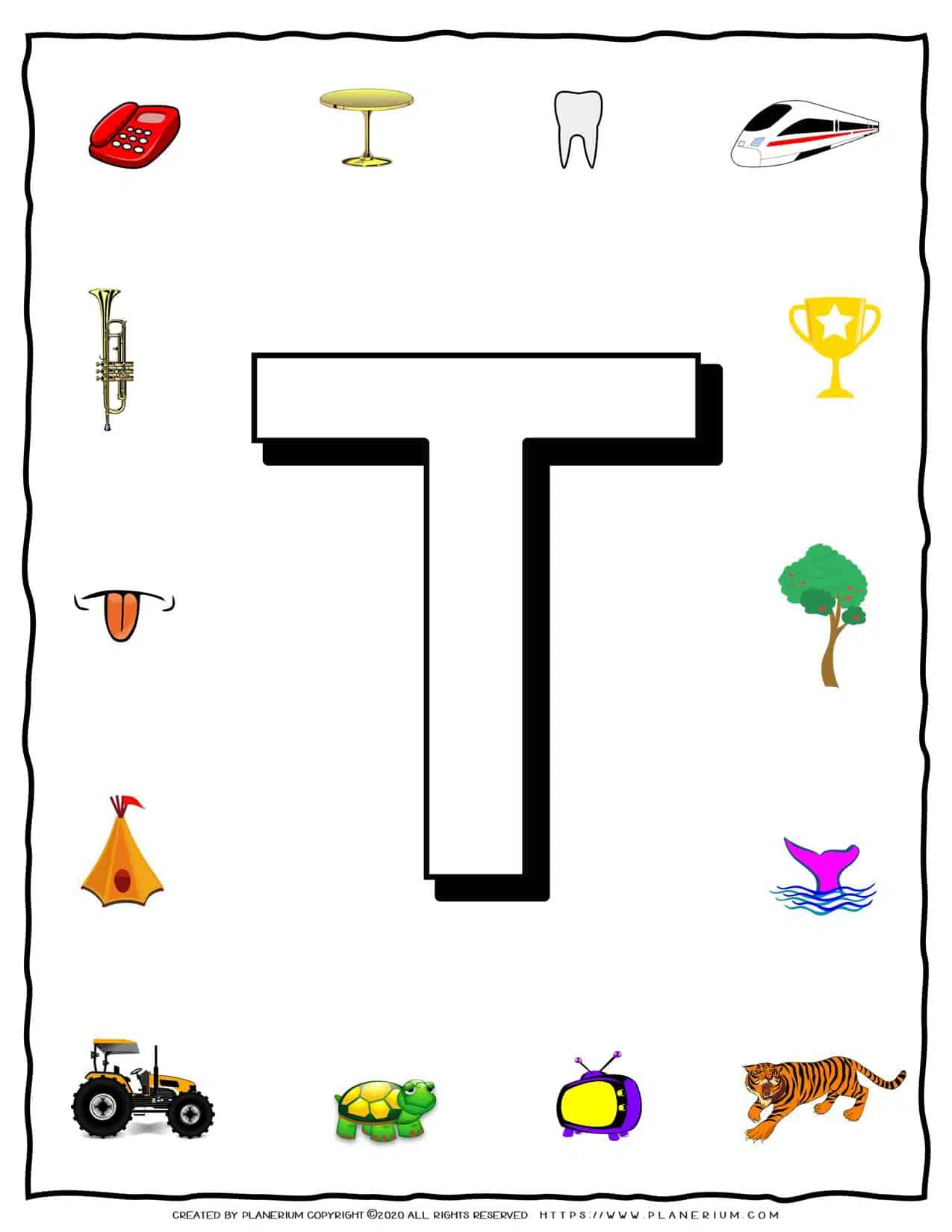 English Alphabet - Objects that starts with T | Planerium
