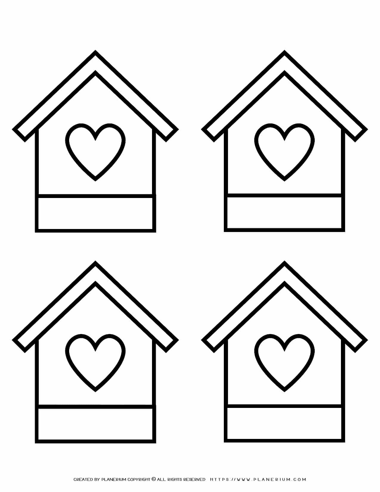 Four Houses With A Heart Template | Planerium