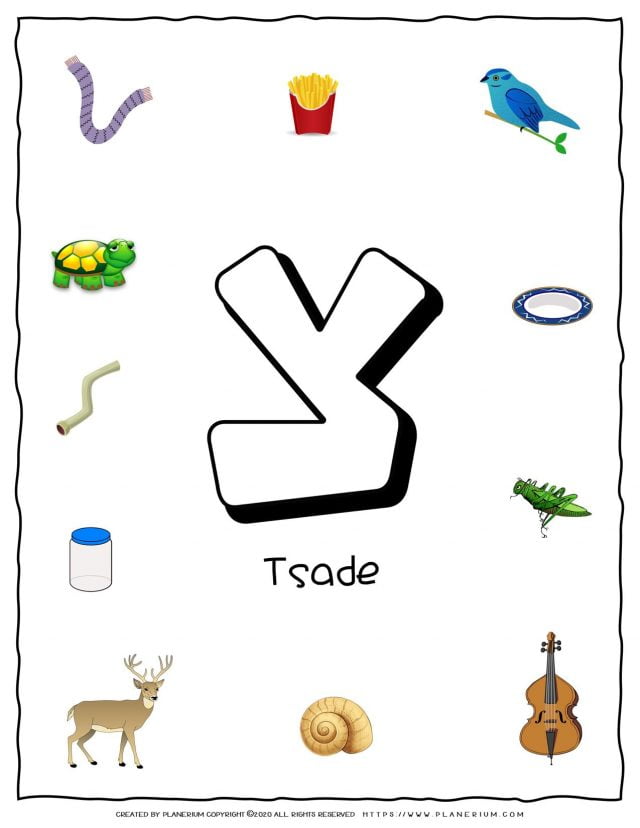 Hebrew Alphabet - Objects That Starts With Letter Tsade | Planerium