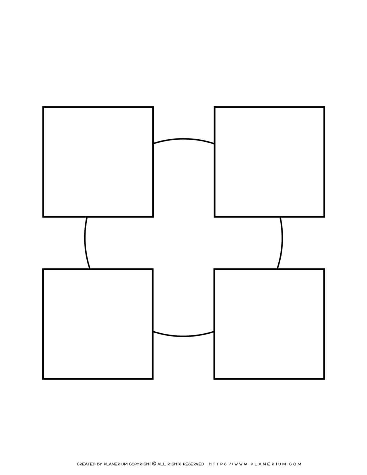 Sequence Chart Template - Four Squares on a Circle | Planerium