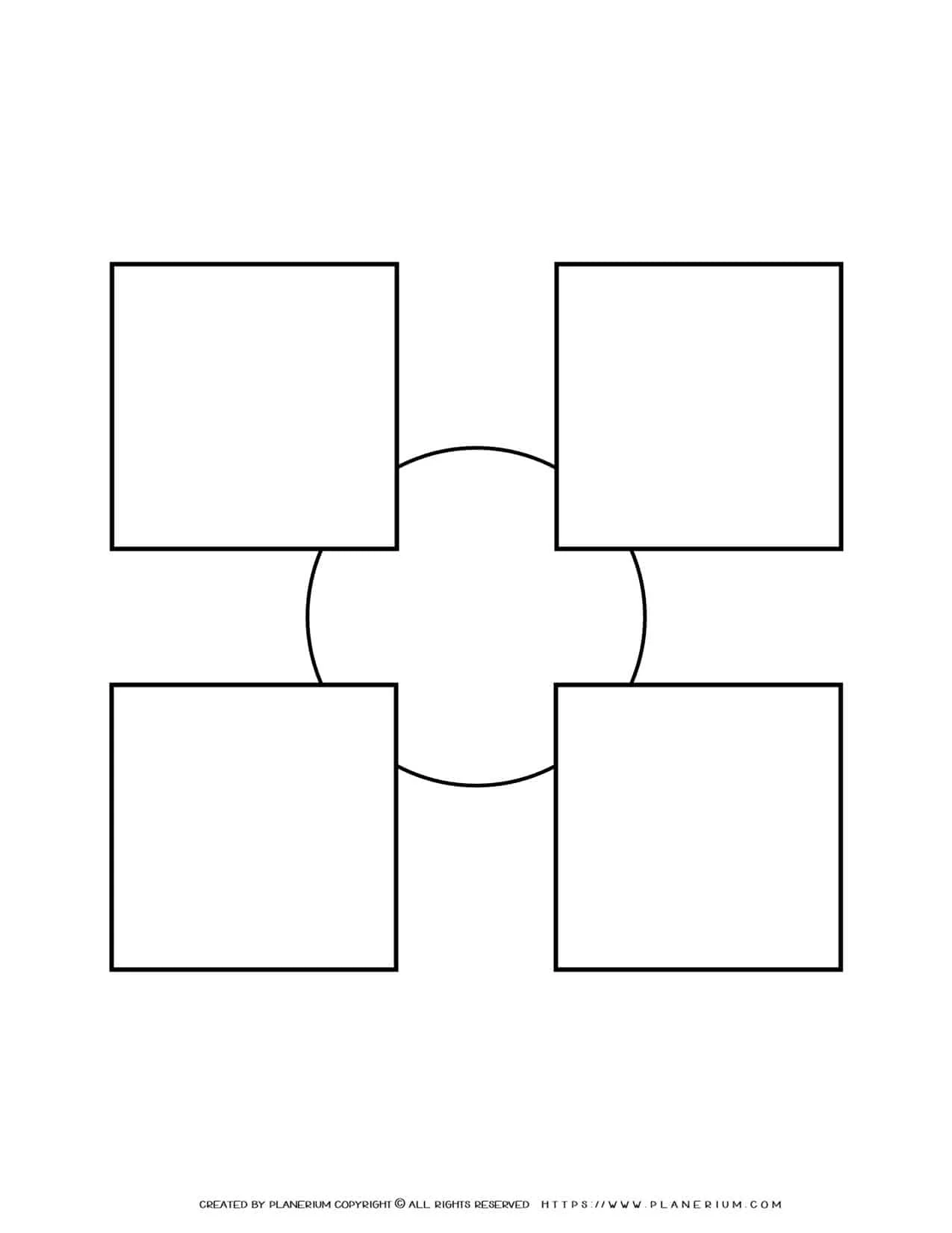 Sequence Chart Template - Four Squares on a Small Circle | Planerium