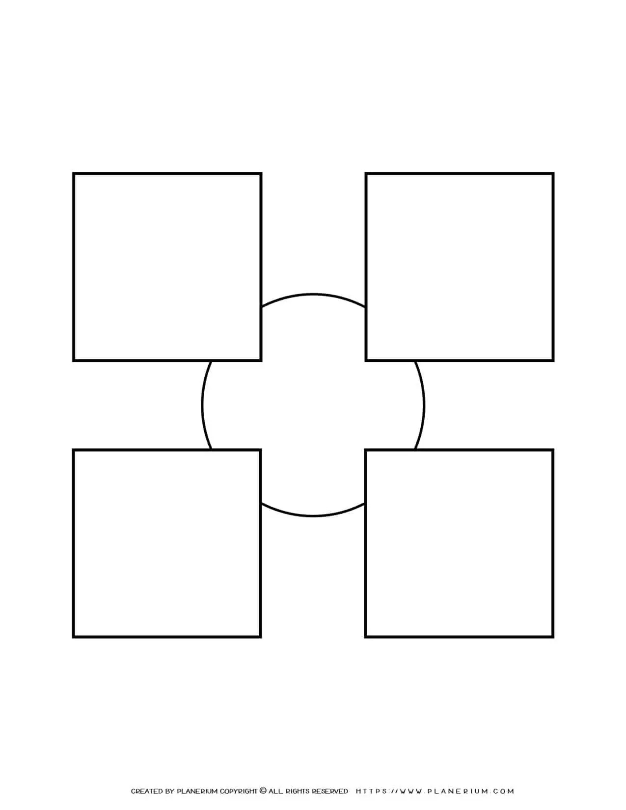 Sequence Chart Template - Four Squares on a Small Circle