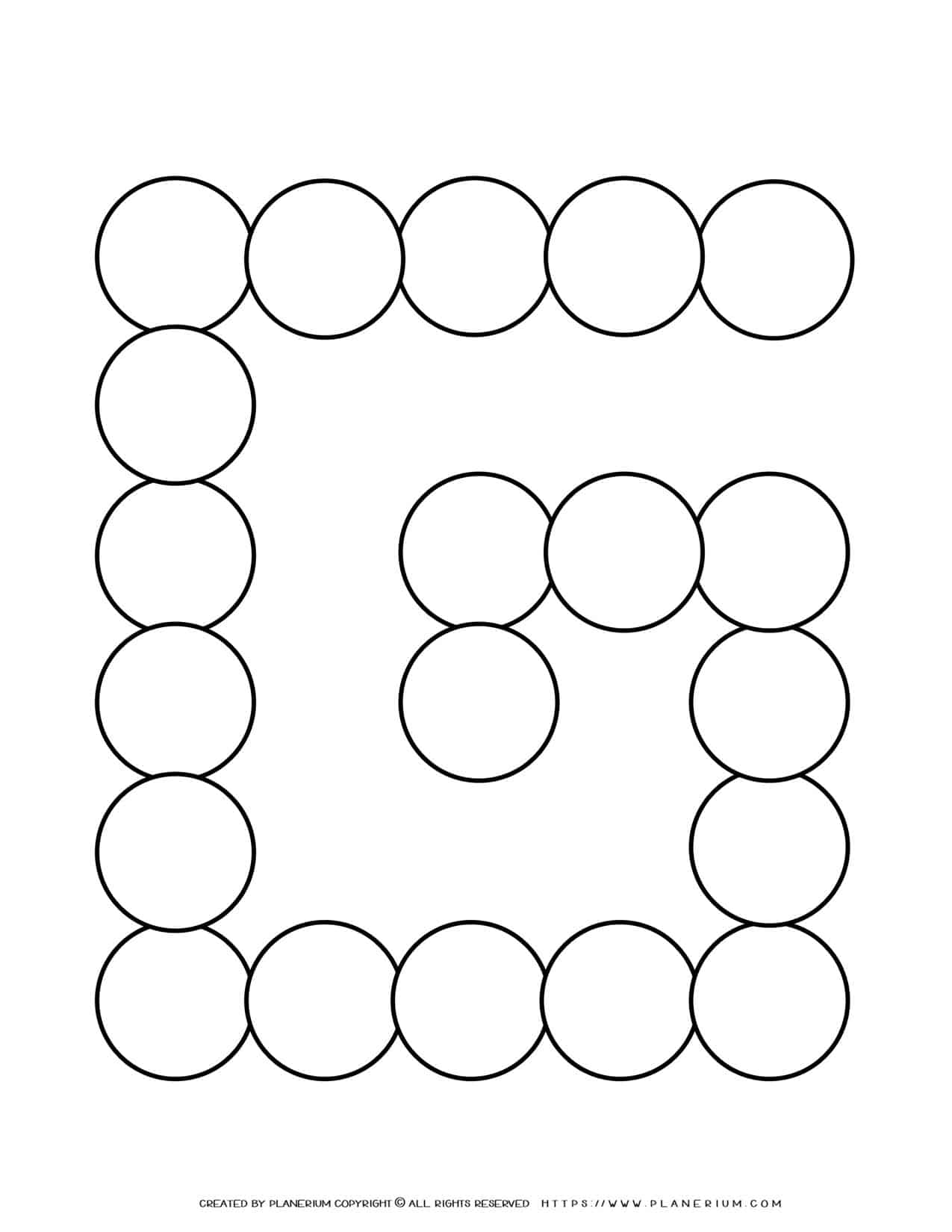 Sequence Chart Template - Twenty Circles on a G Shape | Planerium