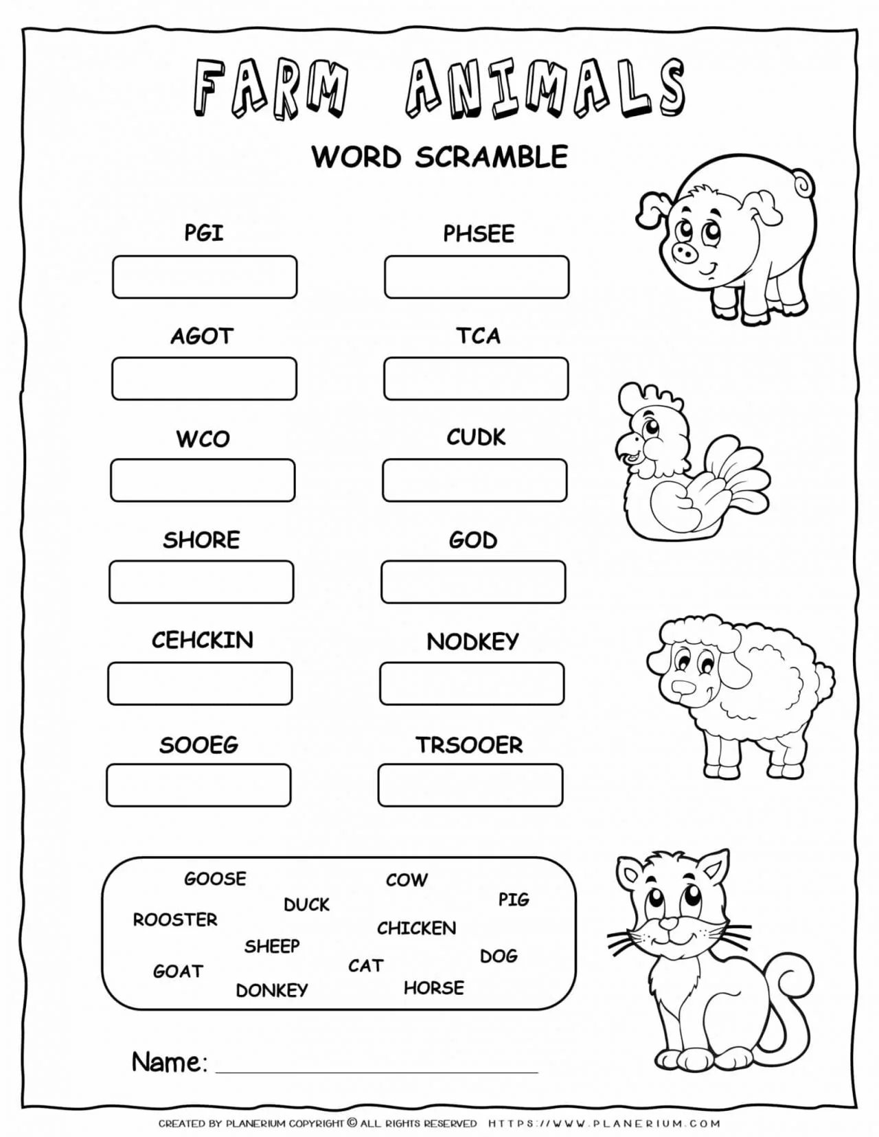 Animals Game - Scramble Words | Planerium