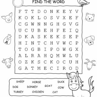 Animals Word Search - Ten Words | Planerium