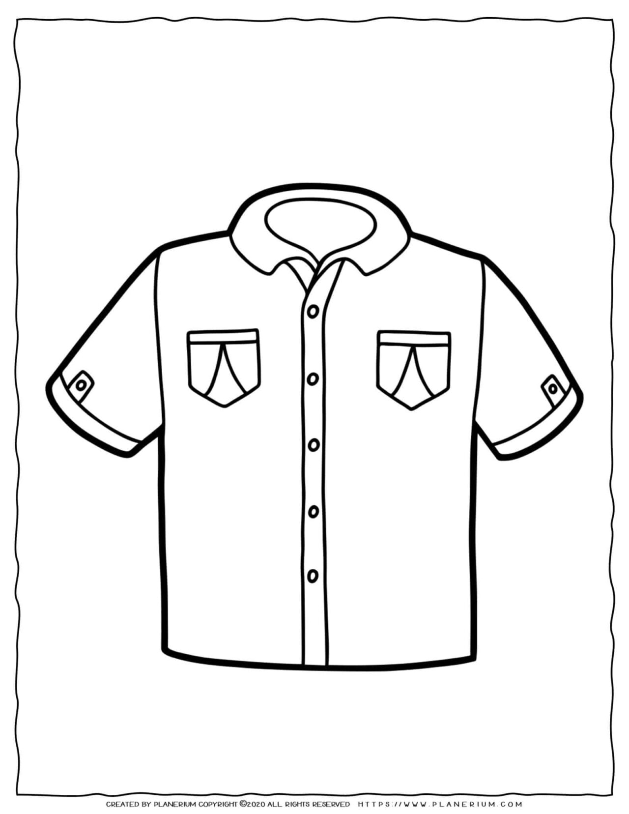 Clothes Coloring Page - Boy Short Sleeve Shirt | Planerium