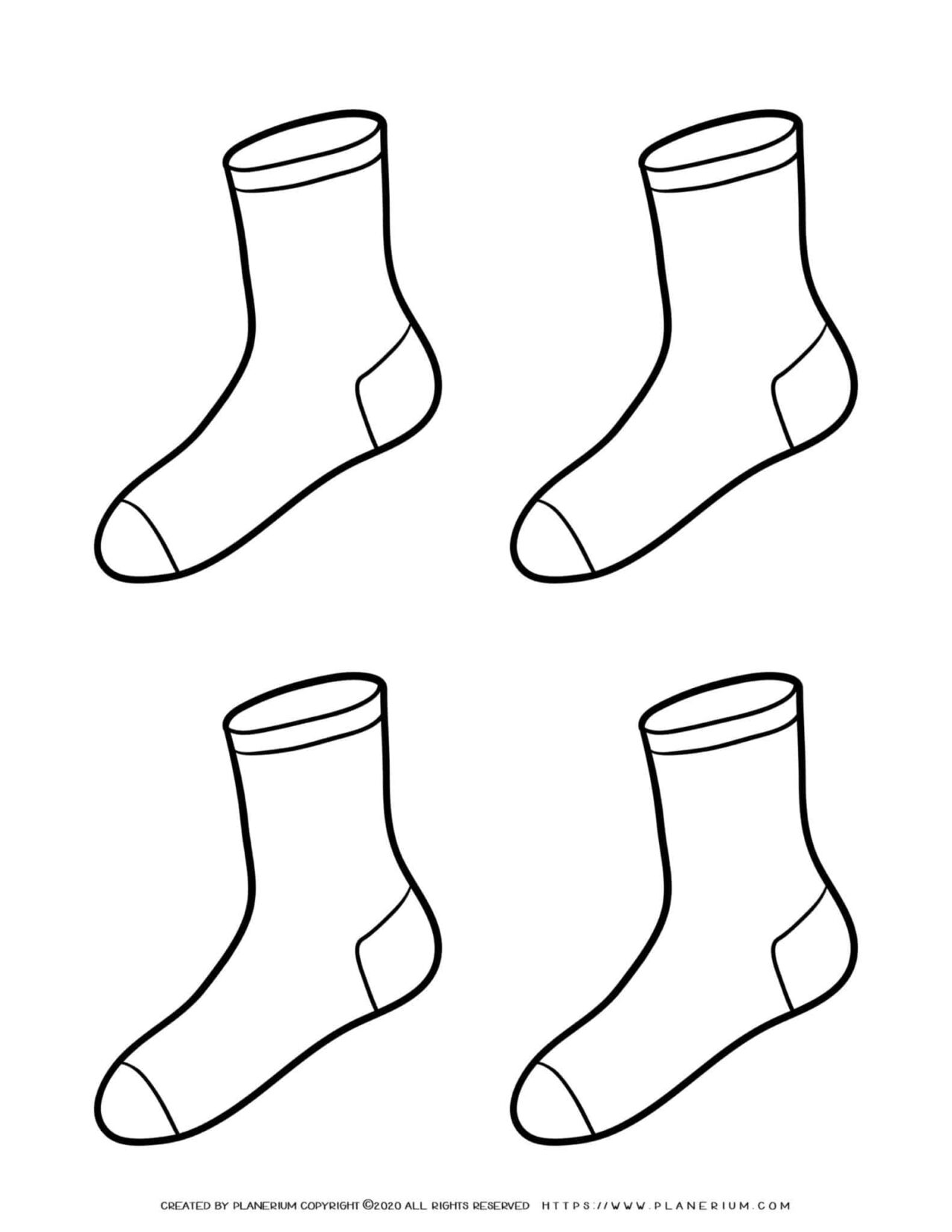 Clothes Coloring Page - Four Socks | Planerium