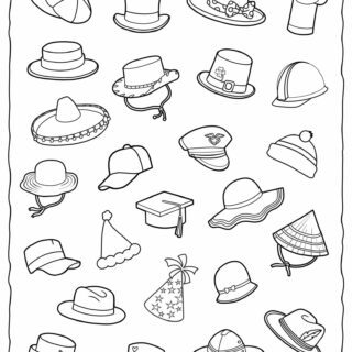 Clothes Coloring Page - Hats Collection | Planerium