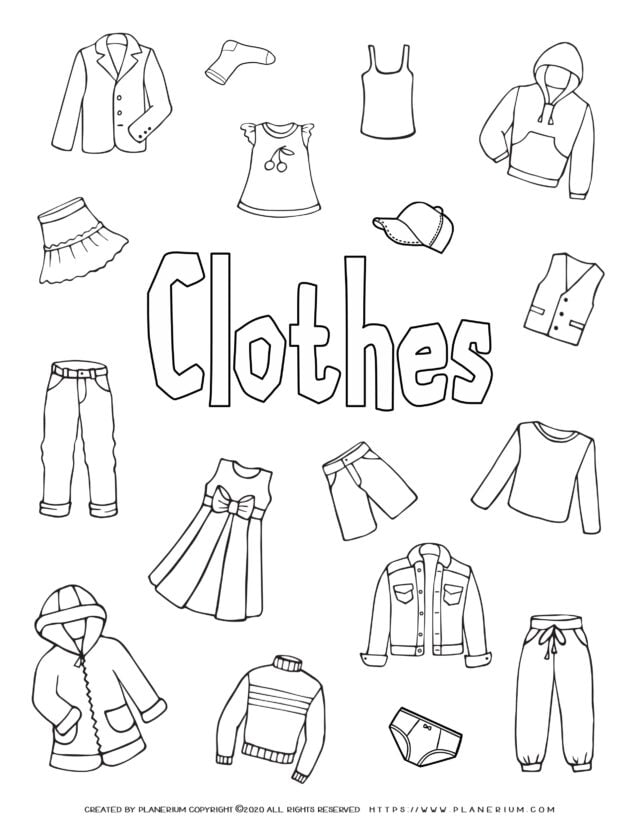 Clothes Coloring Page - Related Images | Planerium