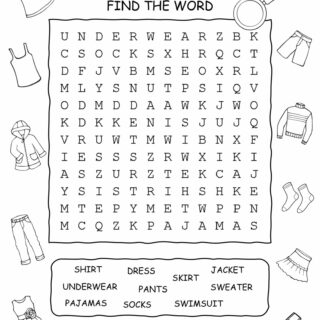 Clothes Word Search - Ten Words | Planerium