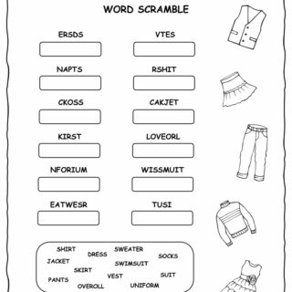 Clothes Worksheet - Scramble Words | Planerium