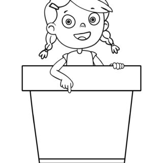 Coloring Page - Girl Pops-up from a Pot | Planerium