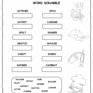 Professions Worksheet - Scramble Words | Planerium