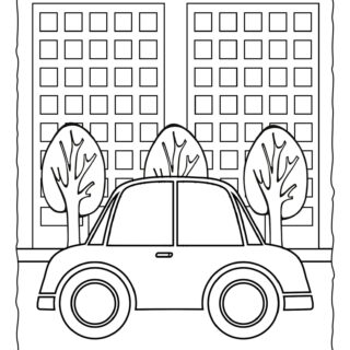 Transportation Coloring Page - Car on the Road | Planerium