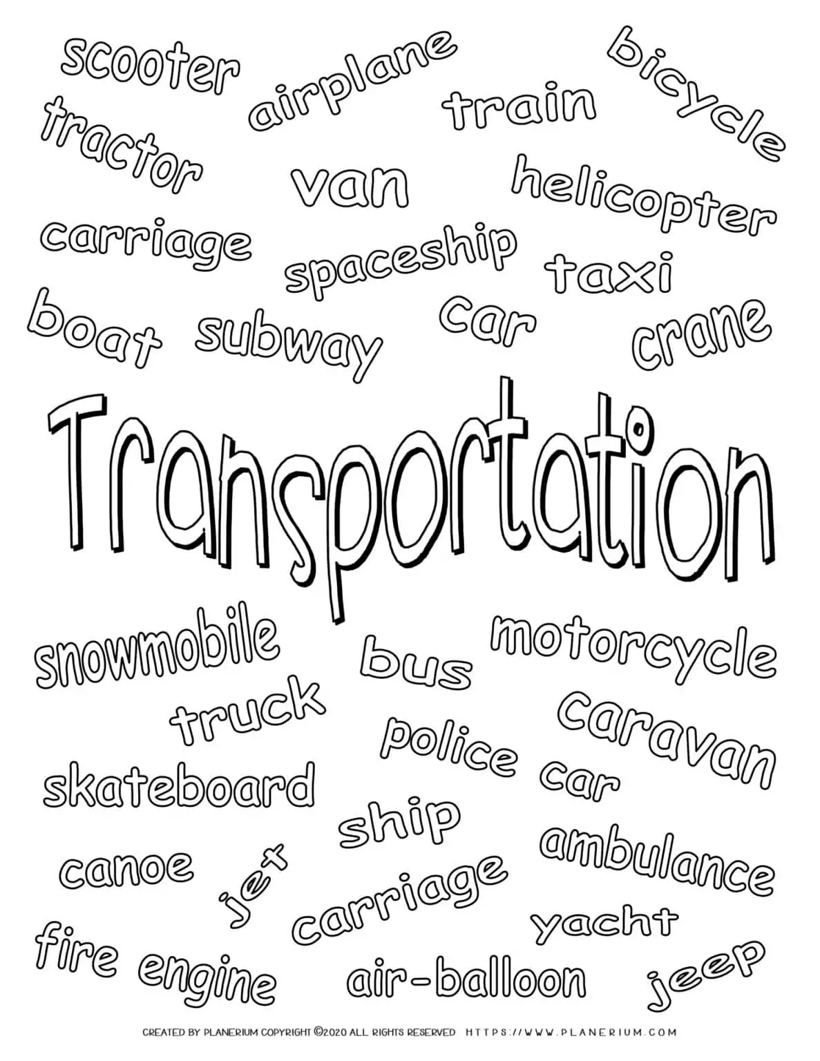 Transportation Related Words | Planerium