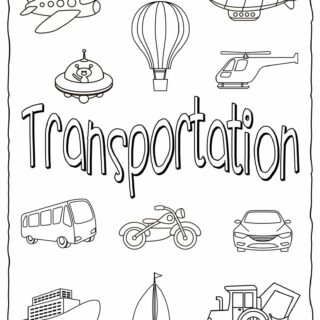 Transportation Coloring Page - Title with Objects | Planerium