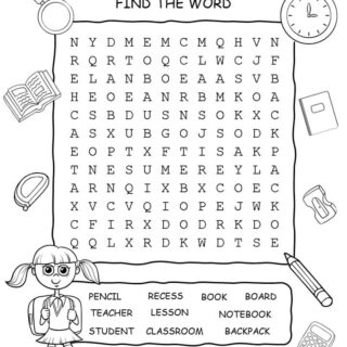 Back To School - Word Search Puzzle With Ten Words | Planerium