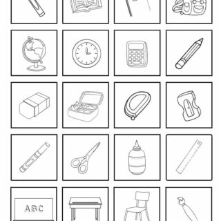 Back To School Worksheet - Coloring Twenty Accessories | Planerium