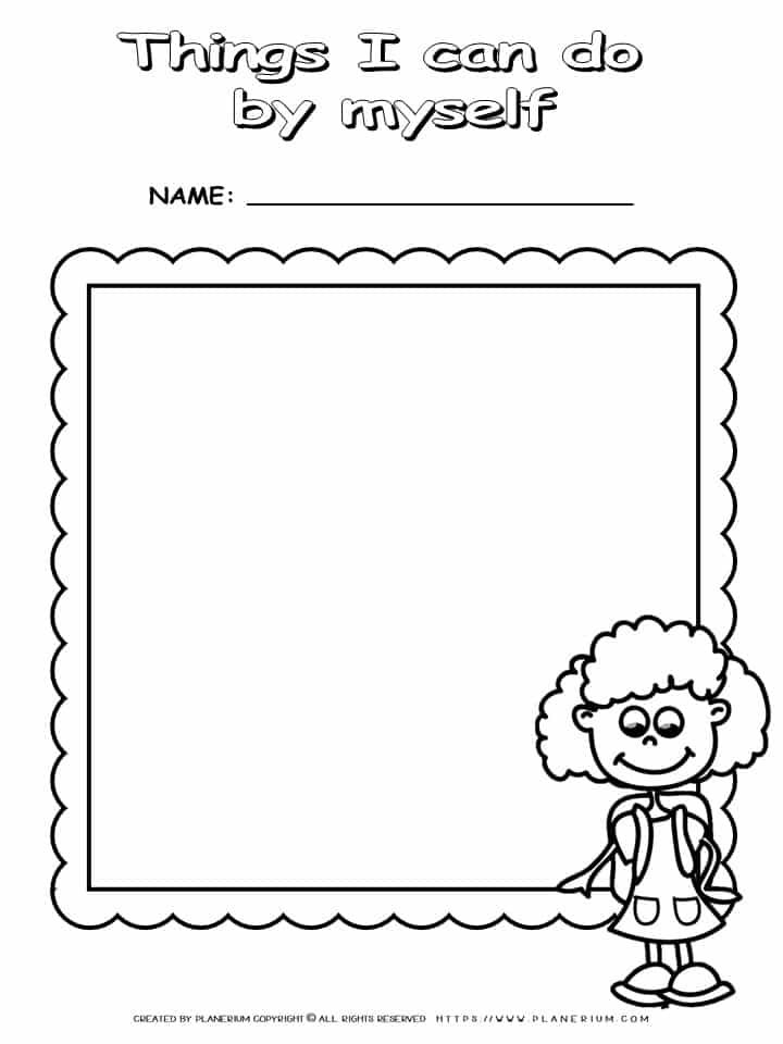 Back To School Worksheet - Things I Can Do - Girl |  Planerium
