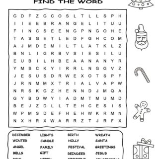 Christmas Word Search Puzzle with Twenty Words | Planerium