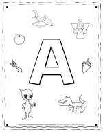 English Alphabet - Things Starting With A - Coloring Page | Planerium