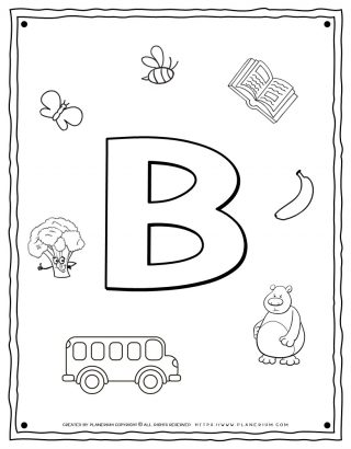 English Alphabet - Things Starting With B - Coloring Page | Planerium