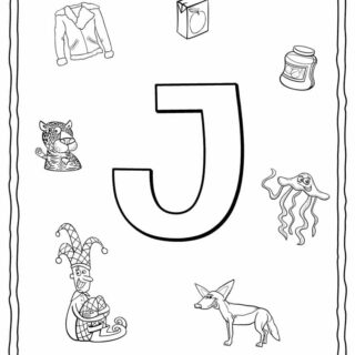 English Alphabet - Things Starting With J - Coloring Page | Planerium