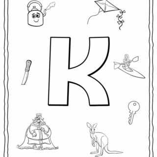 English Alphabet - Things Starting With K - Coloring Page | Planerium