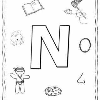 English Alphabet - Things Starting With N - Coloring Page | Planerium