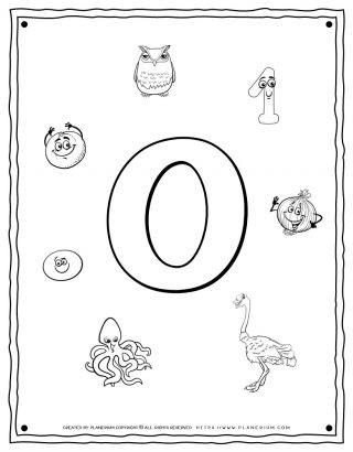 English Alphabet - Things Starting With O - Coloring Page | Planerium