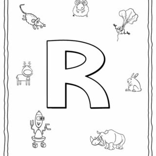 English Alphabet - Things Starting With R - Coloring Page | Planerium