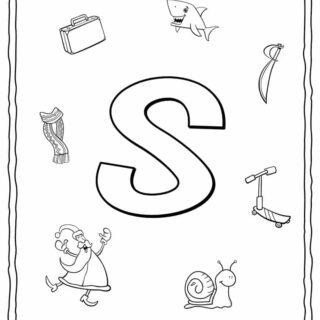English Alphabet - Things Starting With S - Coloring Page | Planerium