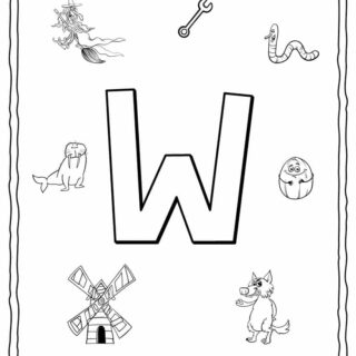 English Alphabet - Things Starting With W - Coloring Page | Planerium