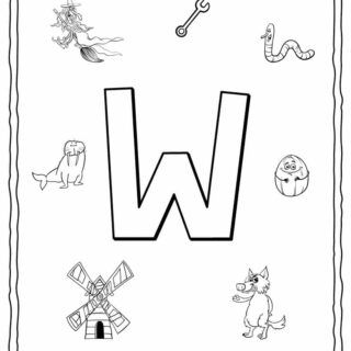 English Alphabet - Things Starting With W - Coloring Page | Planerium