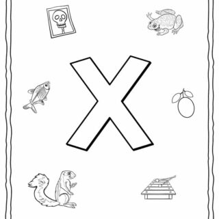 English Alphabet - Things Starting With X - Coloring Page | Planerium
