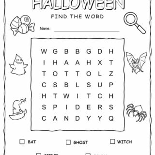 Halloween Word Search Puzzle with Five Words | Planerium