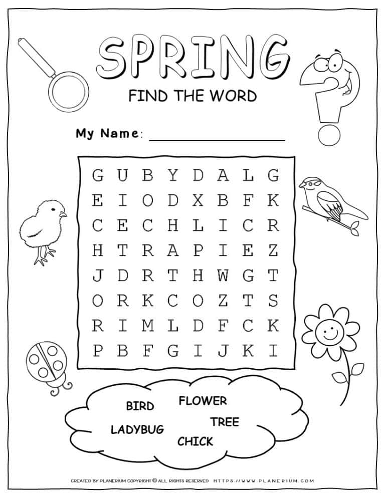 Spring Word Search - Five Words | Planerium