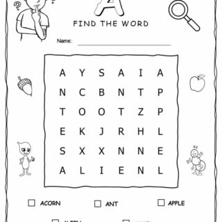 Word Search - Words That Start With A - Five Words | Planerium