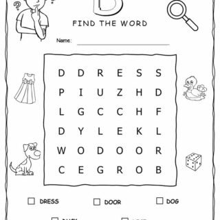 Word Search - Words That Start With D - Five Words | Planerium
