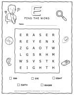 Word Search Activity - 5 Words Starting with Letter E