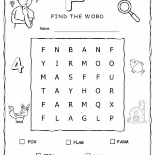 Word Search Activity - 5 Words Starting with Letter F