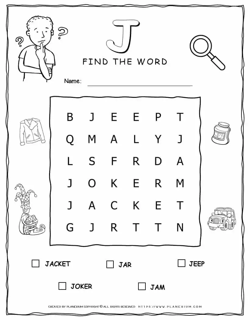 Word Search - Words That Start with B - Five Words