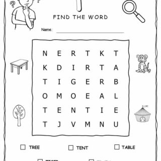 Word Search - Words That Start With T - Five Words | Planerium