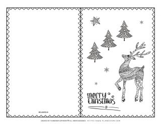 Christmas Card Template - Ornament Deer and Trees | Planerium