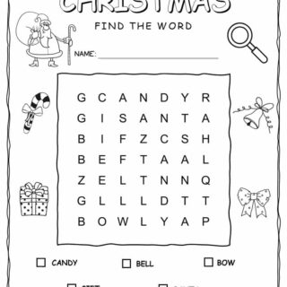 Christmas Word Search with Five Words | Planerium