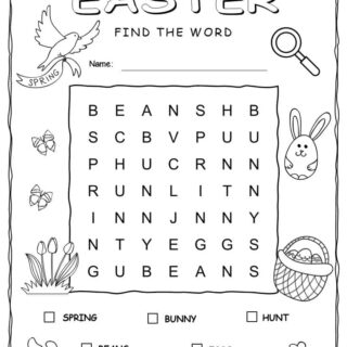 Easter Word Search With Five Words | Planerium