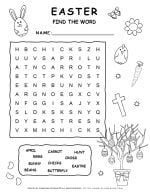Printable Easter word search with ten words for kids