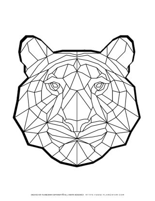 Geometric Animal Coloring Page - Tiger Face | Planerium