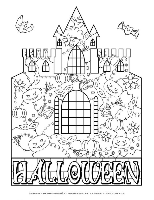 Halloween Coloring Page - Halloween Castle | Planerium